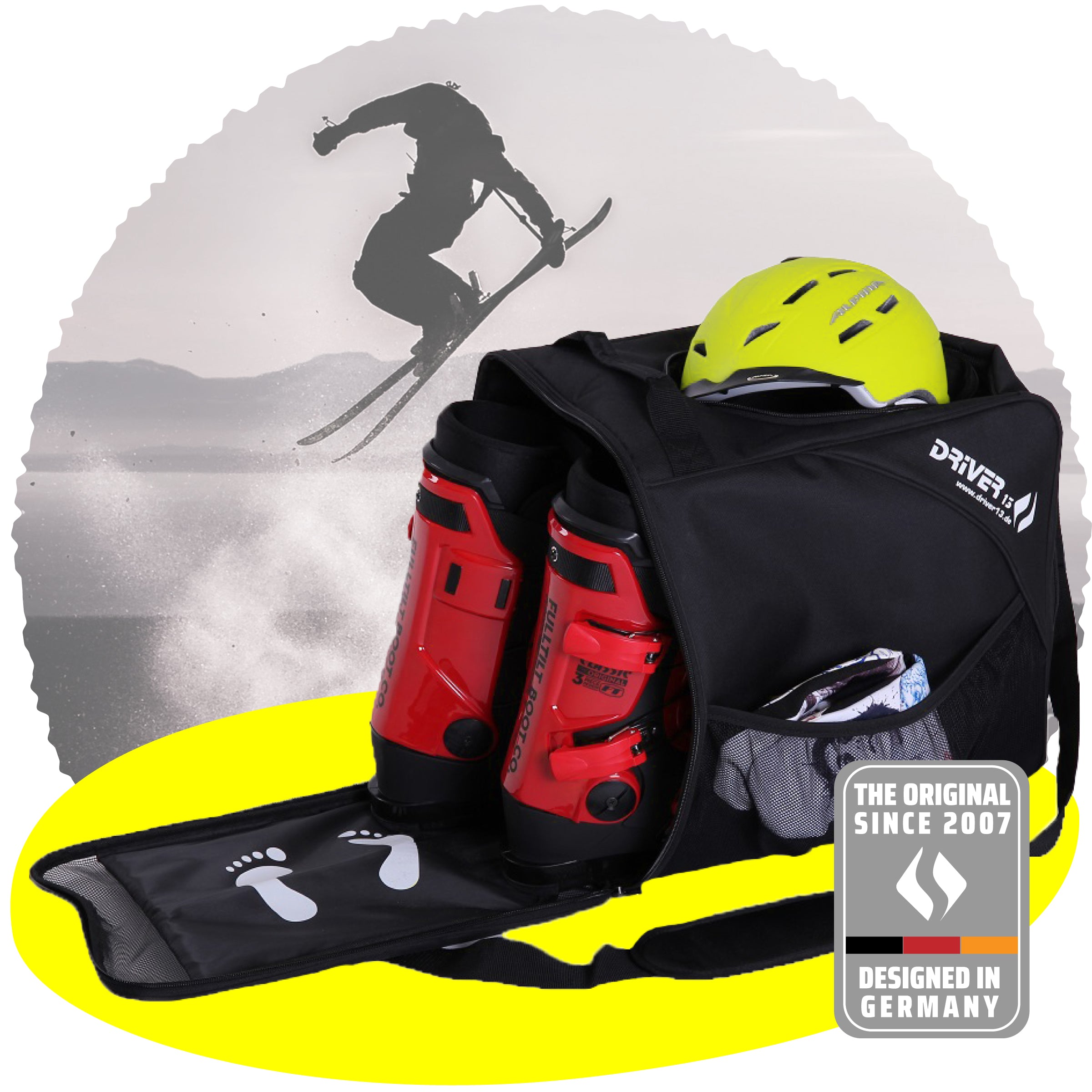 Skischuhtasche mit Helmfach schwarz