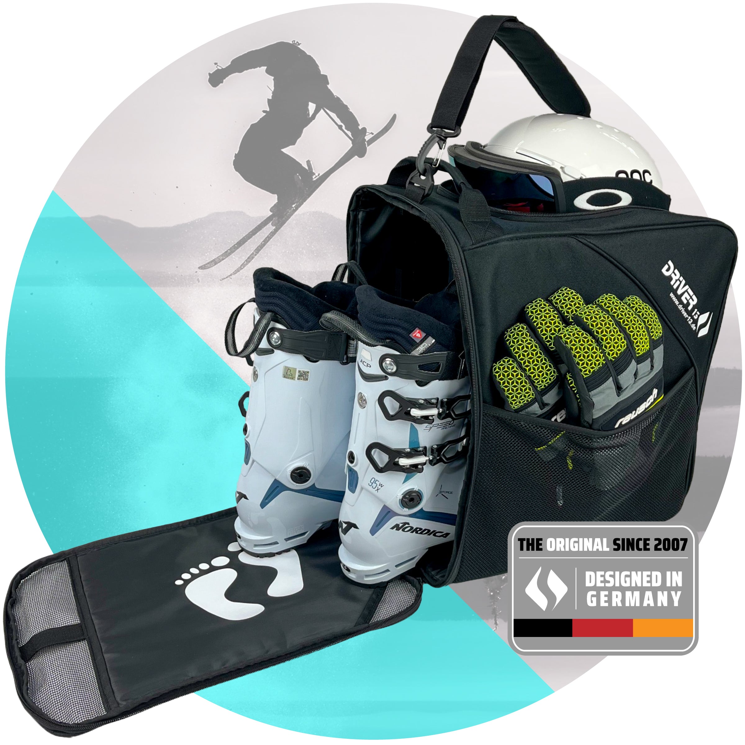 Skischuhtasche mit Helmfach schwarz
