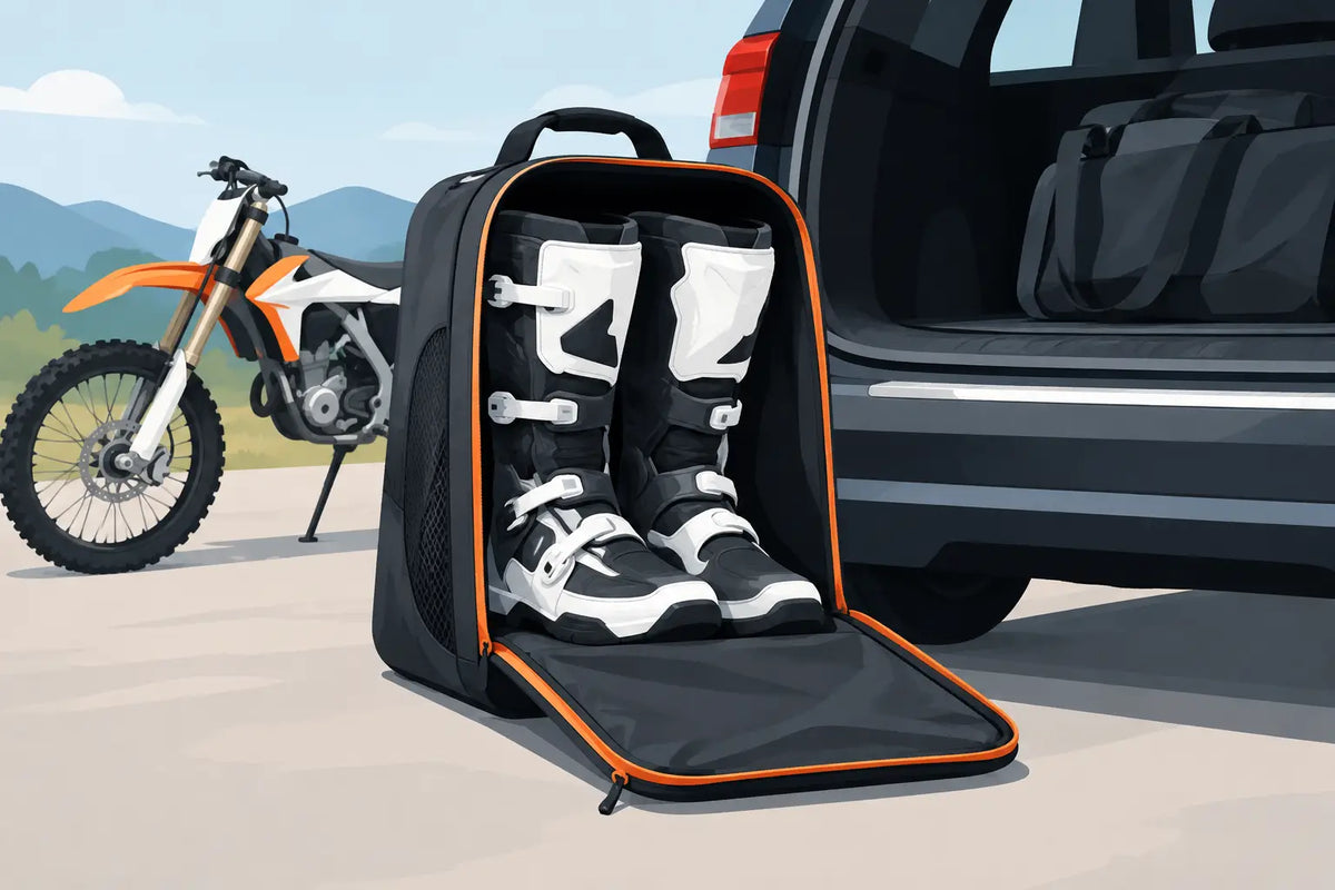 So lassen sich Motocross-Stiefel sauber transportieren