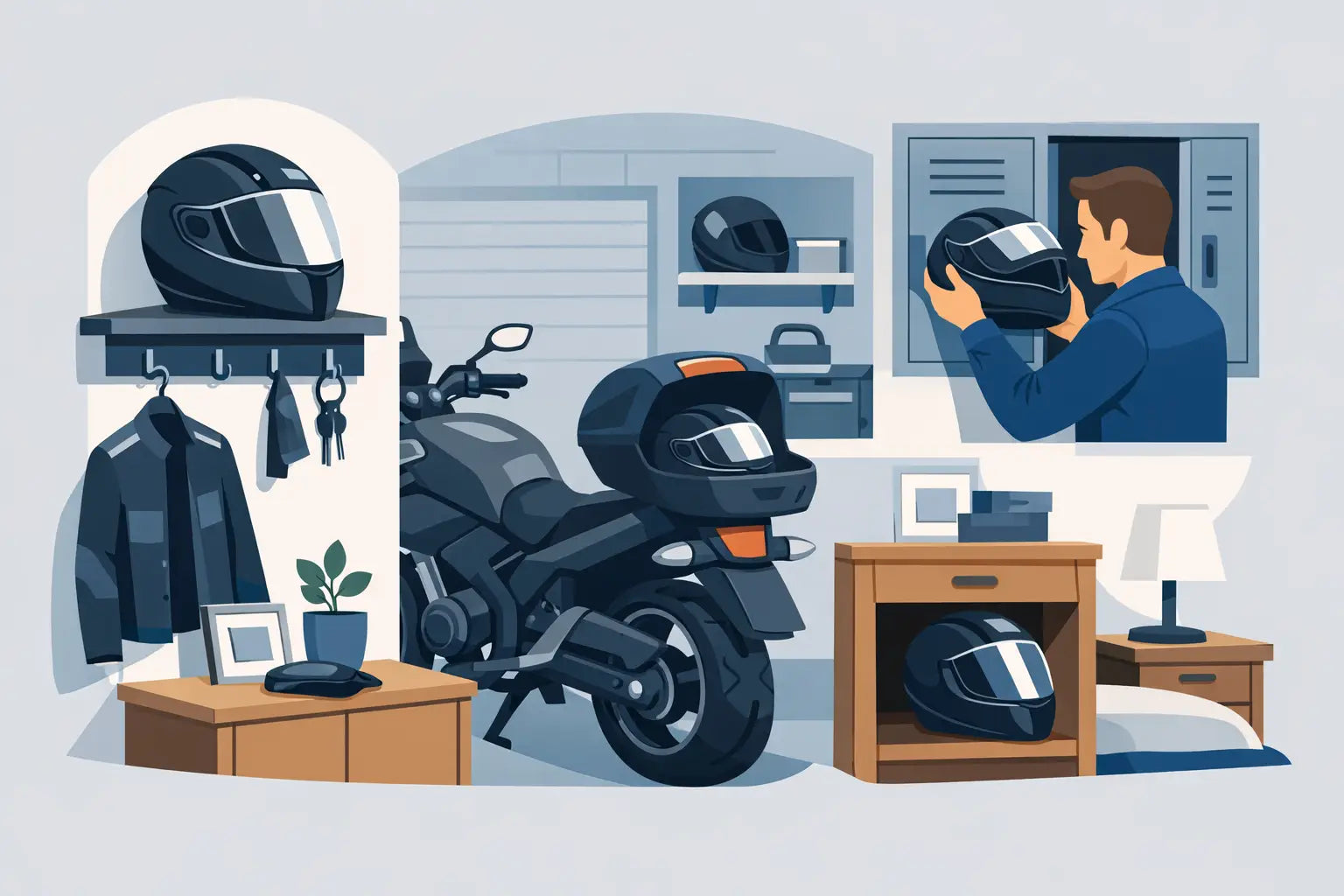 Motorradhelm sicher aufbewahren im Alltag