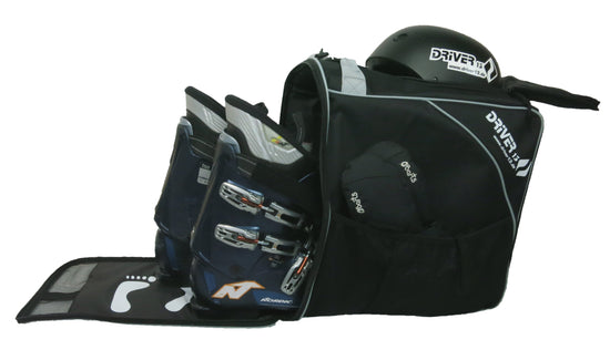 Ski boot bag with helmet compartment black-grey
