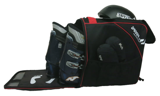 Driver13 ski boot bag with helmet compartment black-red