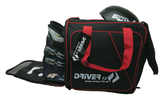 Driver13 ski boot backpack with helmet compartment black-red