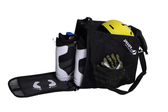 Ski boot bag with helmet compartment black