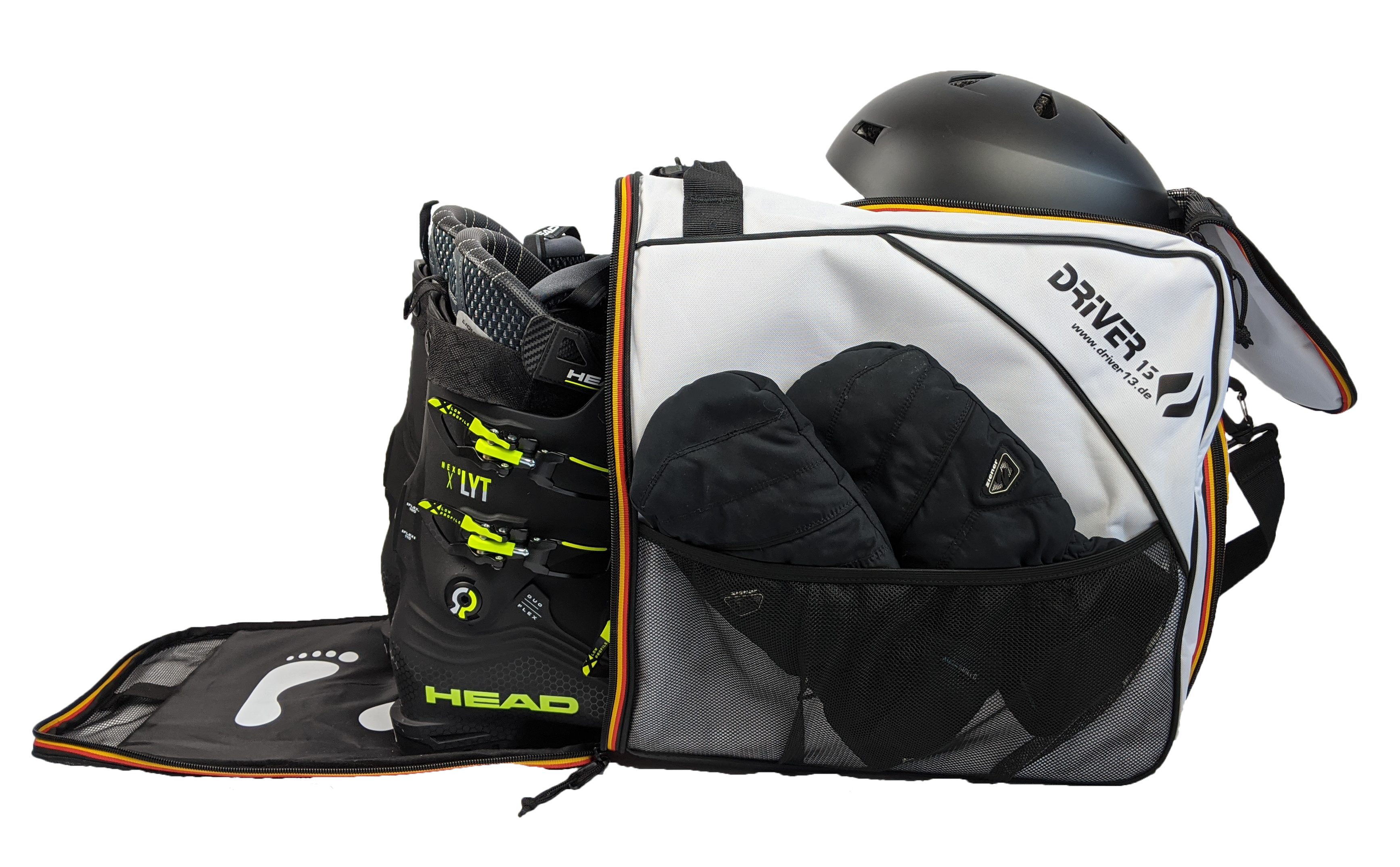 Ski boot bag with helmet compartment white (Germany Edition)