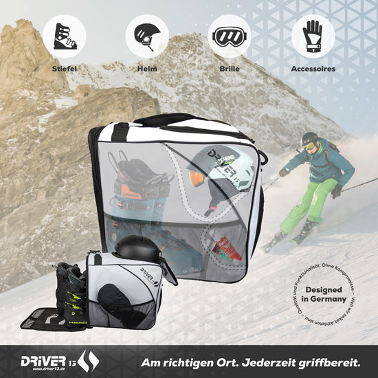 Ski boot bag with helmet compartment white