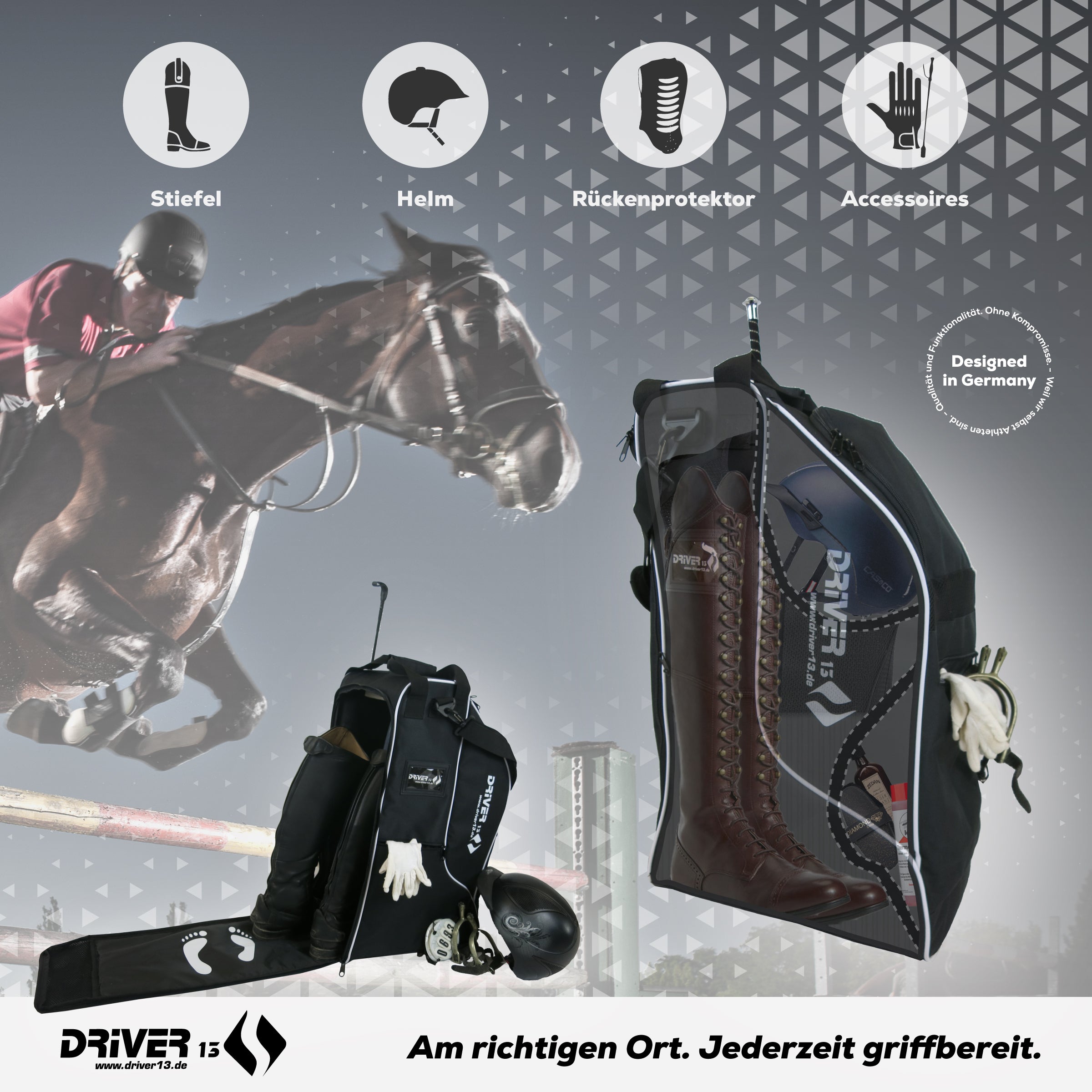 Reitstiefelrucksack Deluxe schwarz