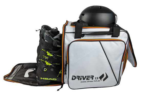 Driver13 ® Ski boot backpack with helmet compartment white (Germany Edition) B-Stock