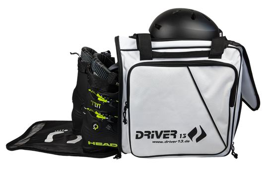 Driver13 ski boot backpack with helmet compartment white