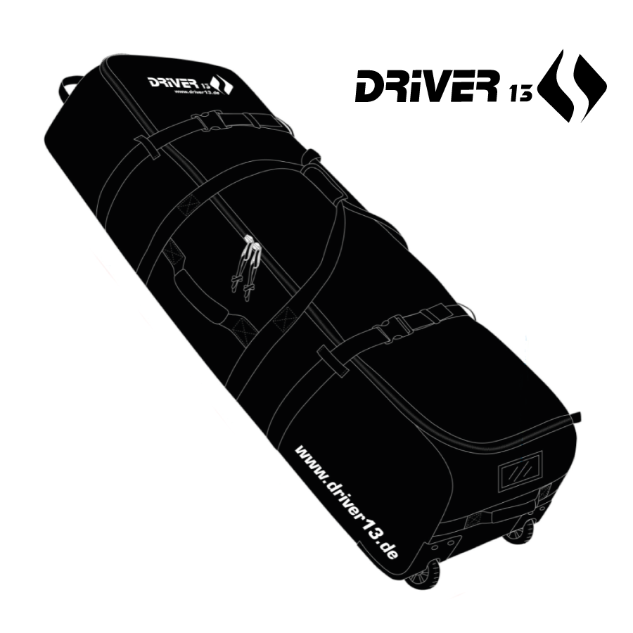 Driver13 ® Traveler Surfboardtasche Kiteboarding mit Rollen schwarz 192 cm 336l B-Ware