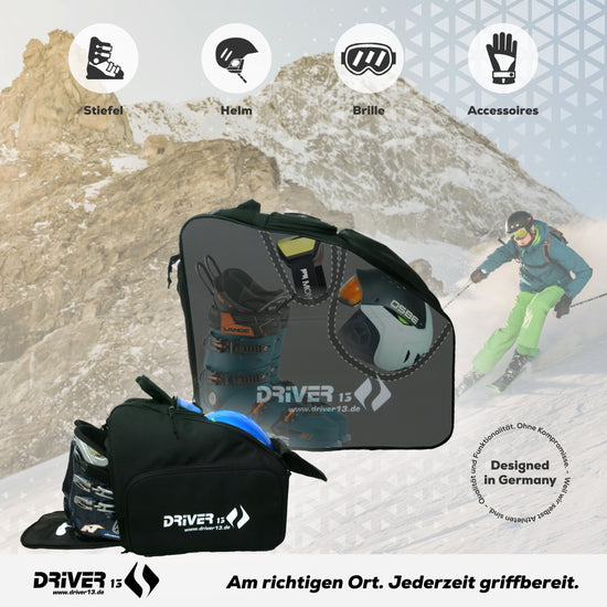 Driver13 ski boot bag "Bootbag No.03" with extra goggle compartment and helmet compartment