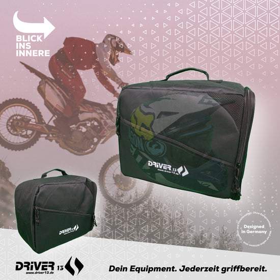 Driver13 Helmtasche für Crosshelm Motorradhelm Tasche, Helmet Bag, schwarz