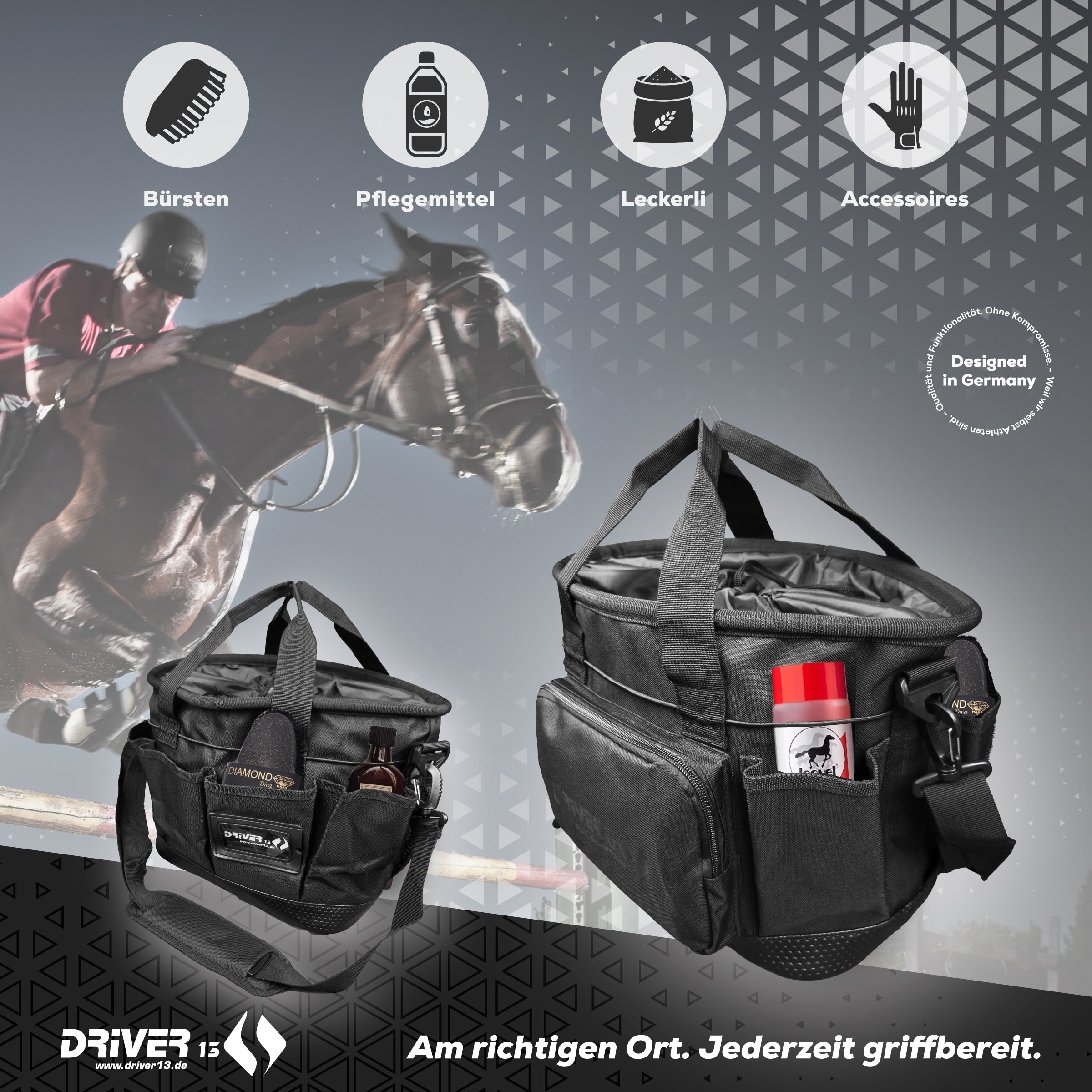Grooming bag for horses Deluxe black