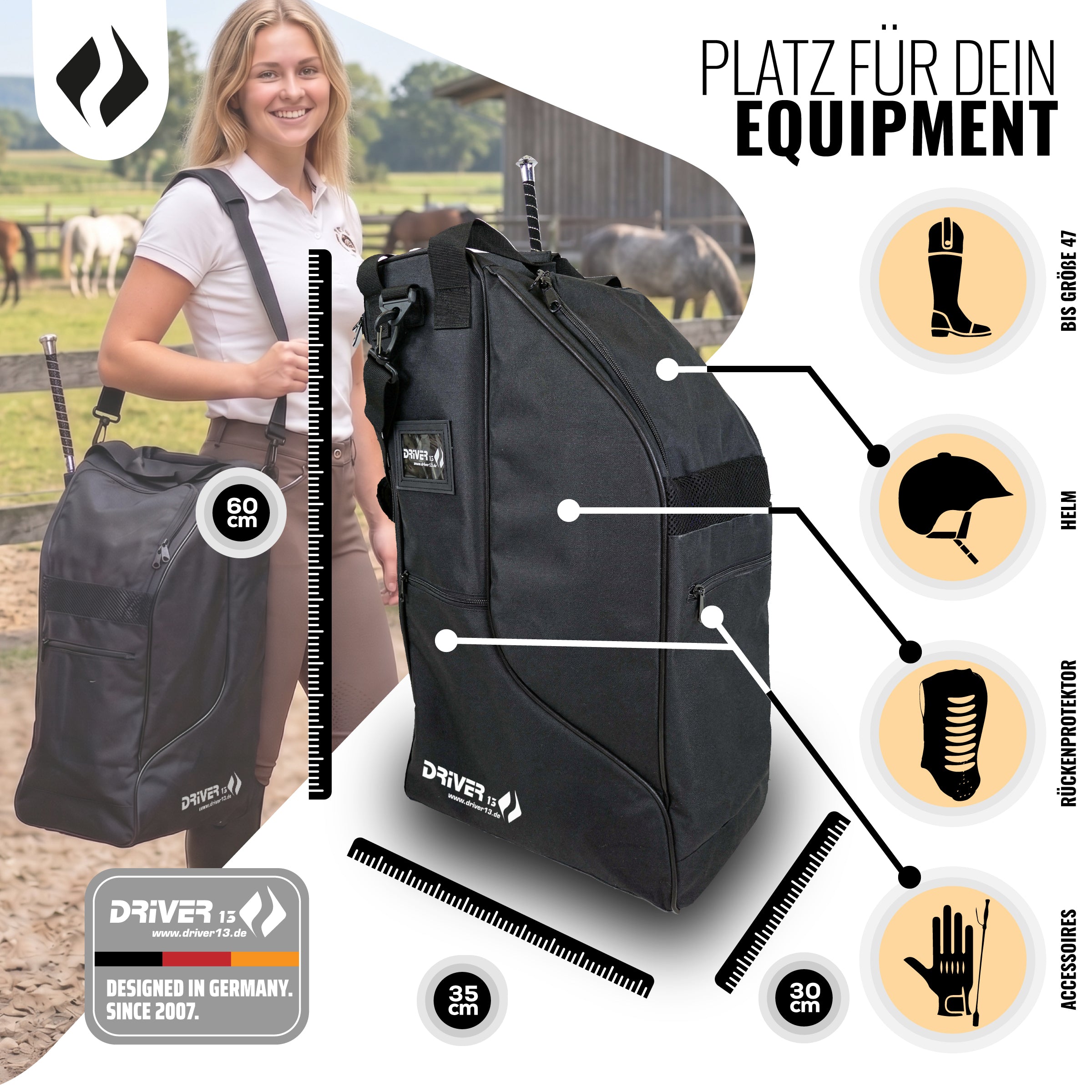 Riding boot bag Deluxe black