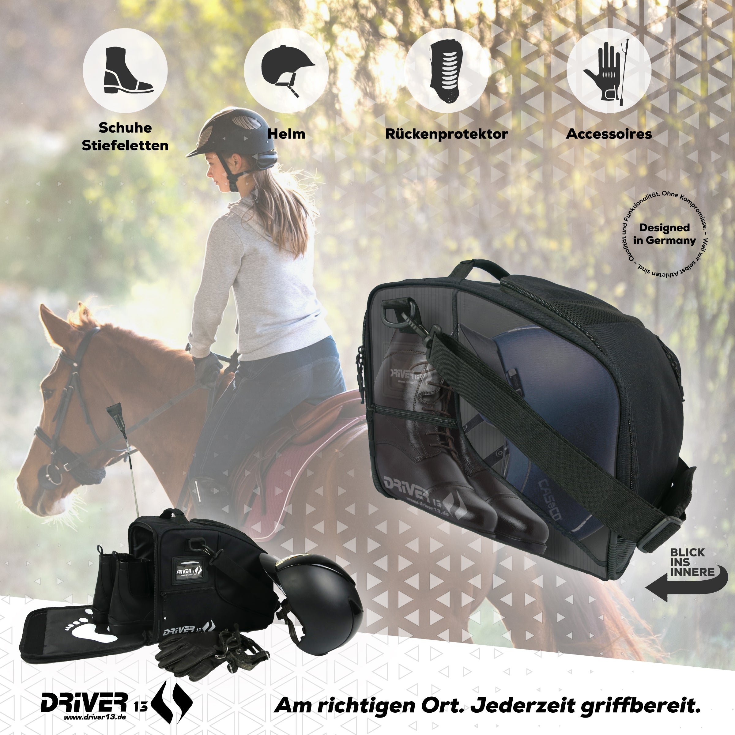 Reitstiefeltasche für Stiefeletten Deluxe schwarz