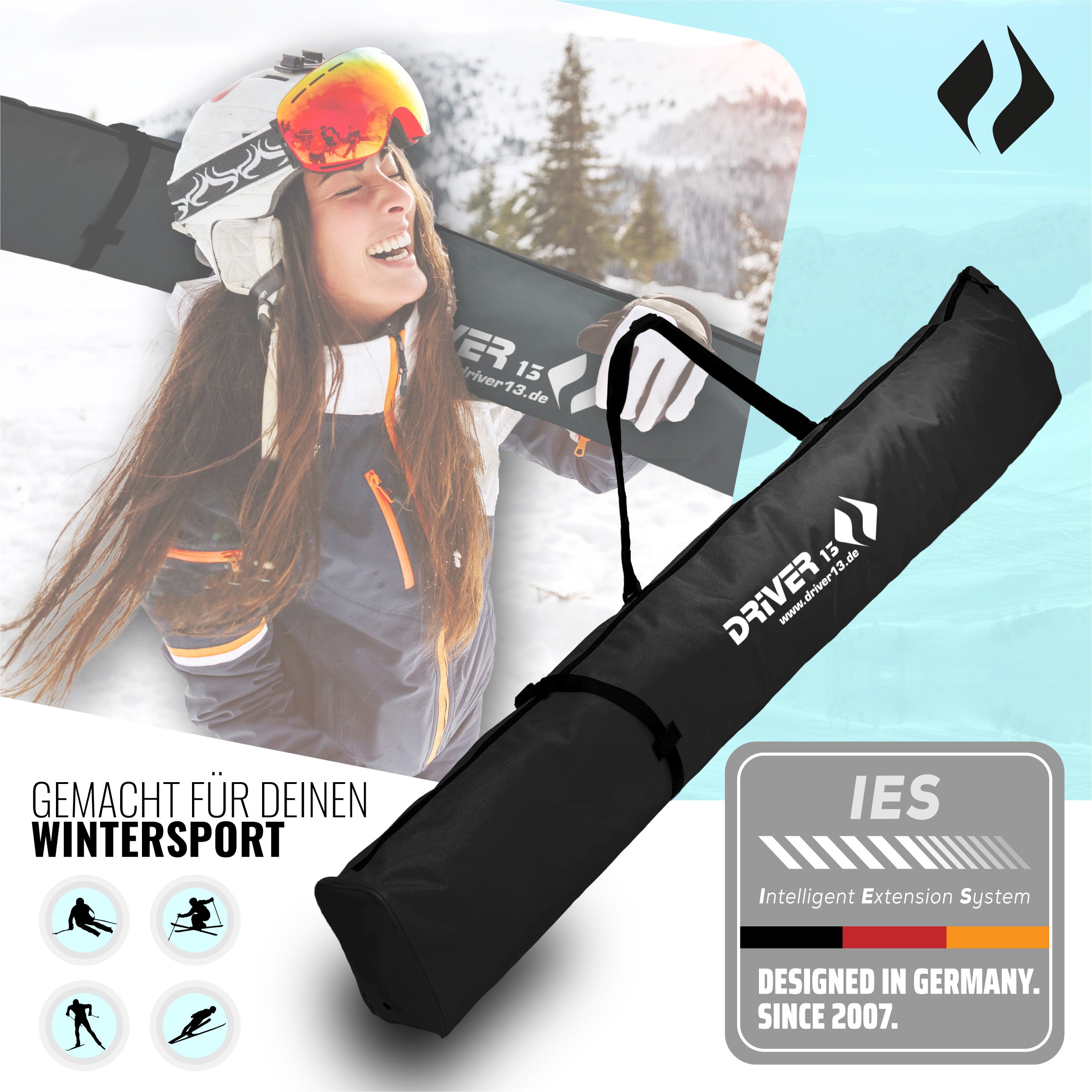 Skitasche 140-210 cm schwarz