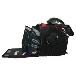 Driver13 ® Skistiefeltasche mit Helmfach schwarz-rot